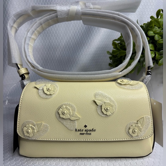 Kate Spade Yellow Floral Appliqué Leather Crossbody NWT - Picture 3 of 10